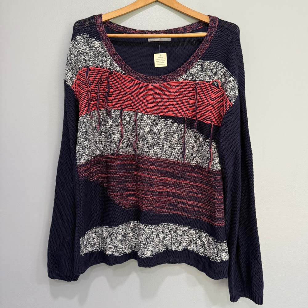 Rubbish Womens XL Long Sleeve Pullover Sweater Multicolor Knit Cotton Blend